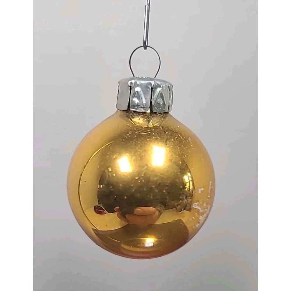 Vintage Solid gold  East Germany Glass Christmas Ornament 1940's